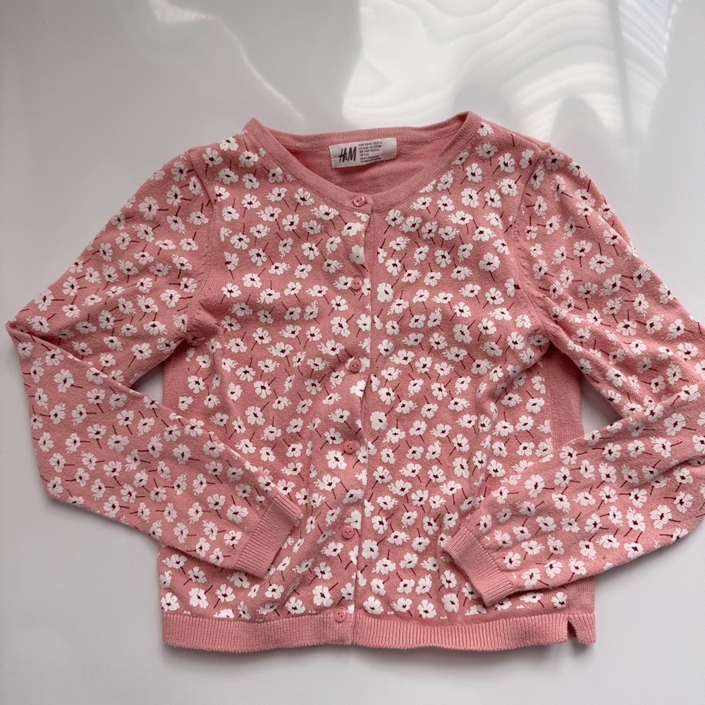 H&M 5T (4-6 Years) Pink Floral Cardigan (Girls)